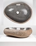 WOHNFREUDEN Naturstein Waschbecken ca. 50 cm mit Naturkante innen poliert