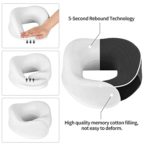Aeroplane Travel Neck Pillow 360° - Memory Foam - Suitable for long distance air travel - Can be used for both men and women Adults with eye mask and ear plugs - Dark Grey