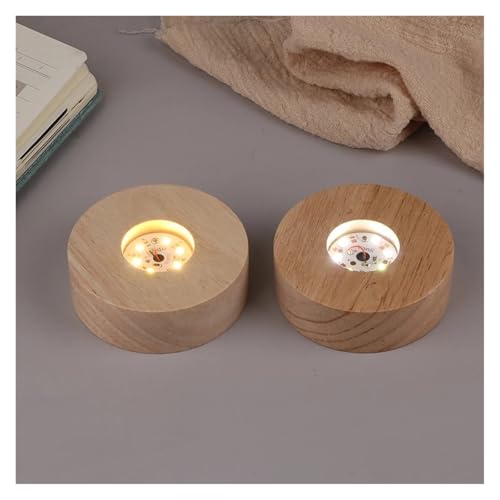 Base LED bois rond pour lampe nuit résine et ornements - 6
