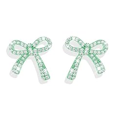 A3:green bow stud earrings