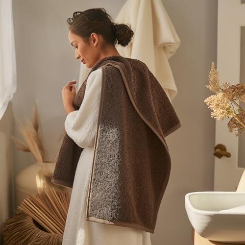 SALBAKOS 100% Turkish Cotton Jumbo Bath Sheet Towel Oversized 40x80 inch | Premium Hotel & Spa Quality, Soft, Absorbent, XL Bath Towels | Made in Turkey (Pack of 1, Chocolate, Jumbo Bath Sheet) - Thumbnail 2