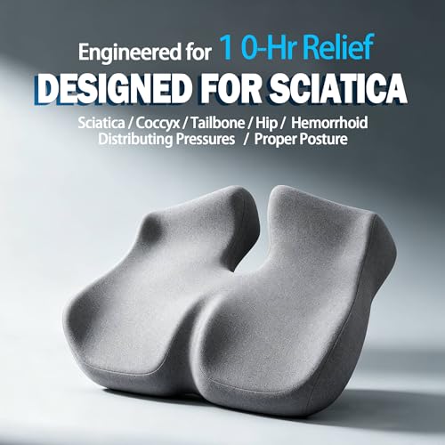 Image of Extra Large Seat Cushion for Sciatica & Tailbone Pain - Pressure Relief Coccyx Cushion for Office Chair, Car Seat, Wheelchair, and Long Sitting - Sciatica Pain Relief Pillow