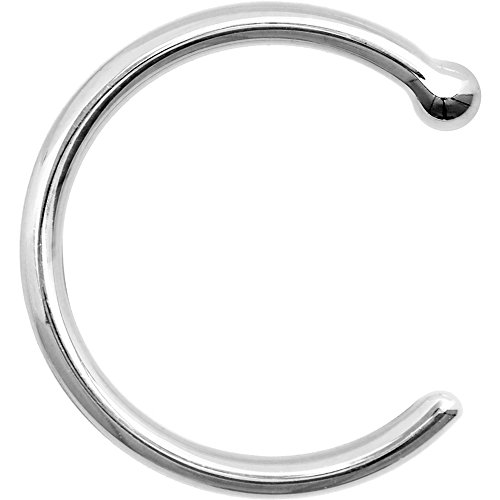 Body Candy Unisex Adult Solid 14k White Gold Nose Stud Hoop 5/16" 18 Gauge Body Piercing