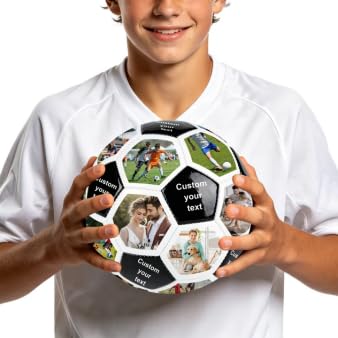 Ballon Foot Personnalisé – 16 Photos Et Texte, Taille Standard, Impression UV, Cadeau Idéal Pour Fans, Équipes, Entraîneurs