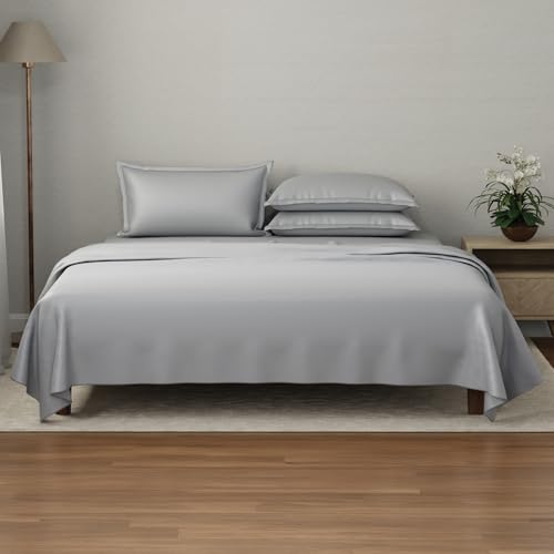 Image of BOUTIQUE LIVING Luxe Loom 100% Cotton 600 TC Mouse Grey (Dark Grey) Dyed King Bedsheet Set