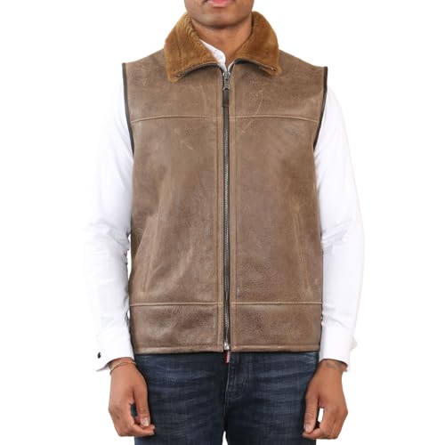 Chaleco de aviador TruClothing para hombre en piel de oveja auténtica