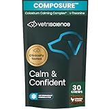 VetriScience Calm & Confident Chews, Composure Clinically Tested Calming and Anxiety Supplement for Small Dogs Under 30 lbs, Reduce Stress, Ideal for Thunderstorms and Fireworks, Chicken, 30 Count