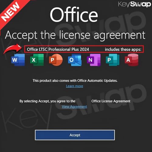 Image of MS OFFICESUITE LTSC Professional Plus 2024 | NEW 2026 Update Included | Retail License Key for Windowsdows (1 User /PC, Lifetime Validity) | Unlimited Reinstallations & Regular Updates (Quick Delivery) (2024 Professional Plus LTSC, PC)