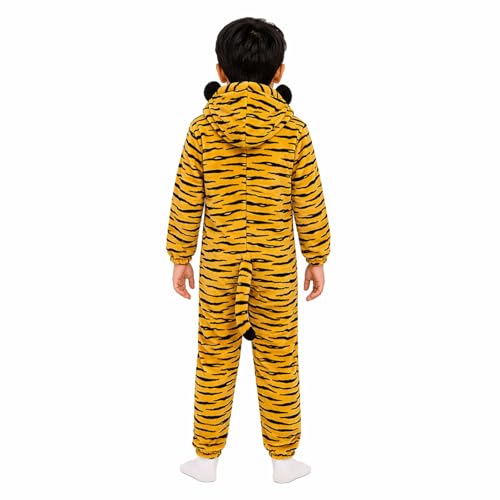 Image of Raj Costume Kid's Polyester Tiger Animal Costume and Fancy Dress for School Function Theme Party (Yellow, 5-6 Years)