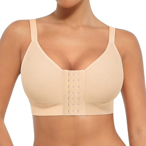 ✨ 10 Best Bra Post Augmentation For 2025 💖 8 FeelinGirl Medical Surgical Bra Post Surgery Compression Mastectomy Bra with Front Closure Full Coverage Bra Beige XL