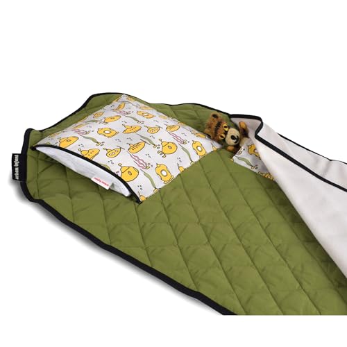 Image of Urban Infant Personalized Tot Cot Kids Nap Mat - Toddler Preschool Daycare Modern All-in-One Bedding - Washable Blanket and Pillow - Boys and Girls - Elastic Straps - 52 x 22 Inches - Submarines