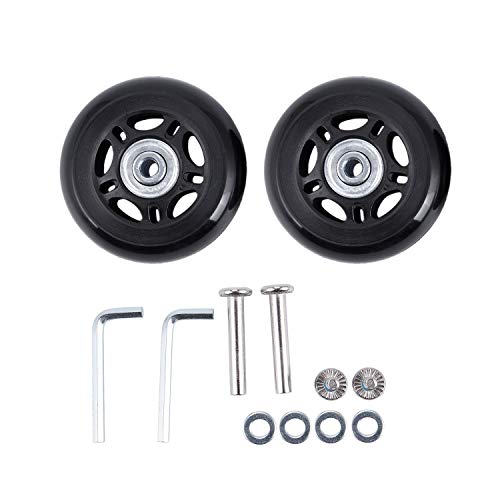 2 Set Luggage Suitcase Replacement Wheels Axles and Wrench Repair set OD 68mm, Black