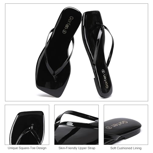 Image of Flip Flops for Women Comfortable Square Toe Casual Beach Sandals Summer Outdoor and Everyday Wear