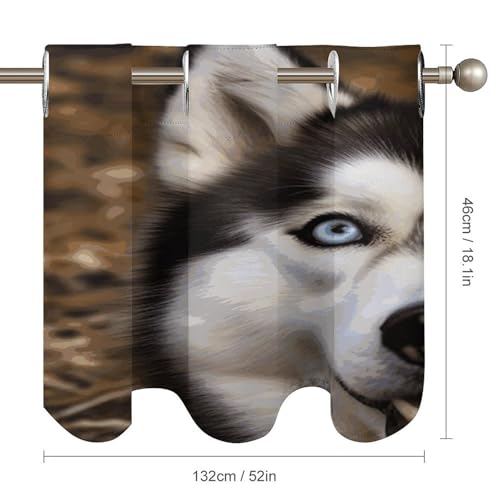 Cortinas opacas Stupid Husky de alta calidad con bolsillo para ventanas de baño 3