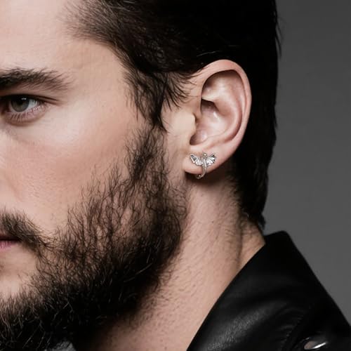 WOSTU Dragon Hoop Earrings with Sterling Silver Posts - Vintage Gothic Animal Huggie Earrings for Men Women, Hypoallergenic Ear Buckles Lightweight Punk Rock Jewelry Gift3