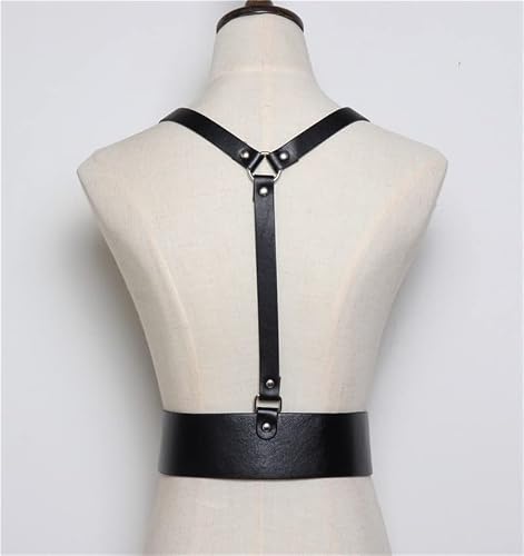 Hlja Waist Punk Harness Belt Fashion Body Chain Black Leather Goth Rave Adjustable Body Corset Accessories For Women And Girls Leather Black For Party,Cosplay,Dating #TOP6
