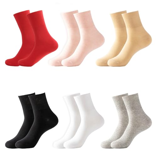 MAXQUU 6 paia di calzini da donna con bocca larga, senza cuciture, con bocca larga, calzini per diabetici, calzini a compressione con polpaccio largo, calzini per la circolazione della gamba in caso