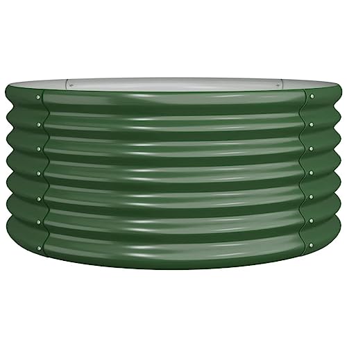 vidaXL Pflanzkübel Blumenkübel Hochbeet Blumenkasten Pflanzgefäß Pflanzkasten Blumentopf Garten Verzinkter Stahl 80x80x36cm Grün