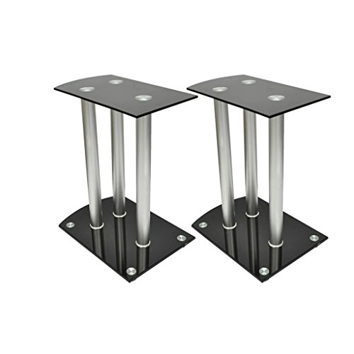 2er-Set Lautsprecherständer Lautsprecher Ständer, Boxen Ständer, Lautsprecher Sockel, getöntes Sicherheitsglas, Aluminium, Fester Stand,