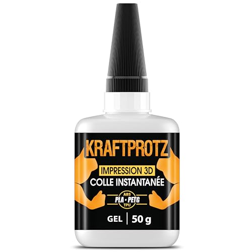 Colle gel impression 3D extra forte 50 g – super glue XXL pour PLA, ABS, PETG, TPU & plus – transparente, résistante à l’eau & à la chaleur – pointe anti-séchage – pour pièces imprimées & réparations
