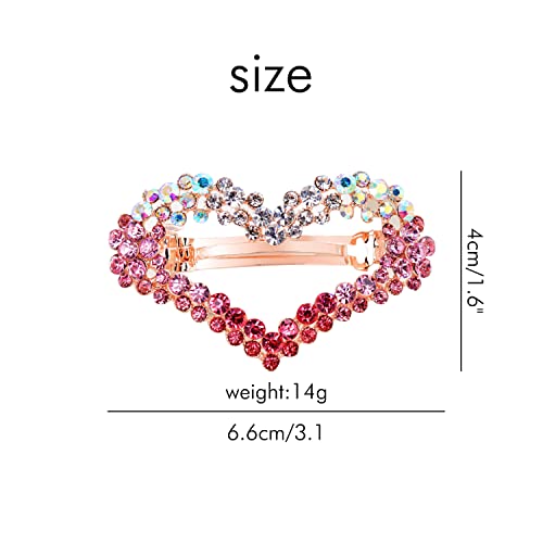 Insowni 4 Pack Gold Glitter Sparkly Gems Crystal Rhinestones Heart Decorative Metal French Barrettes Alligator Snap Hair Clips Pins Accessories For Women Girls #TOP6
