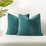 JUSPURBET Juego de 2 fundas de almohada de felpilla turquesa de 24 x 24 pulgadas, fundas de almohada
