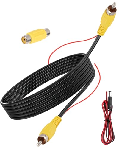 Câble RCA Vidéo Mâle Mâle, Cable Camera de Recul 10M avec Adaptateur RCA Femelle-Femelle et Câble d'Alimentation DC 1.2M, Câble Extension Caméra de...