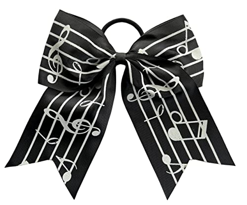 NEW "GLITTERY MUSIC NOTES" Cheer Bow Pony Tail 7 Inch Girls Band Chorus Orchestra Choir Concert Hair Cheerleading Game Team Sports Competitions Grosgrain Ribbon image 2