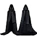 Proumhang Schwarzer Umhang mit Kapuze Darth Vader Umhang Mittelalter Umhang Cape Mantel Satin Karneval Halloween Weihnachten Kostüm Erwachsene