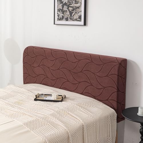 Image of HOMETHREADS Stretchable Velvet Headboard Cover | Soft, Dust-Proof & Wrinkle-Resistant Bed Back Protector | Fits Leather, Wooden & Fabric Bedsides | for 3ft to 3.5ft Beds (Coffee, 90x65Cm)
