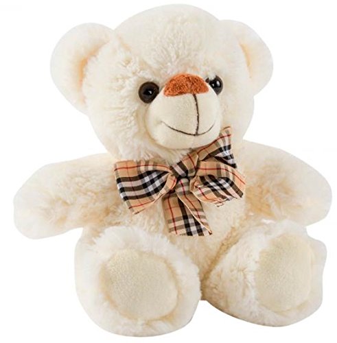 Peluche ourson blanc tendre premier doudou ruban 20cm