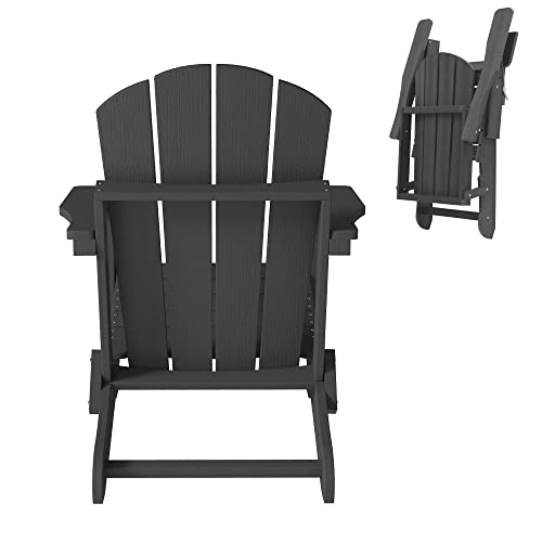 Casainc Folding Patio Adirondack Chair Lawn Garden Chair Backyard Porch Weather Resistant Outdoor Deck Chair, Widened Armrests 4.7 Inches, Load Capacity Of 380 Lbs Gray #TOP2