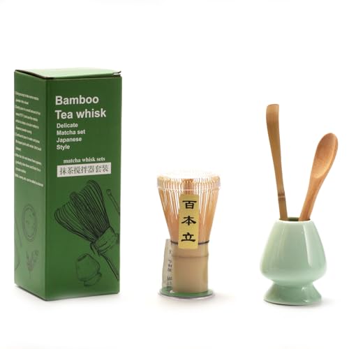 4PCS Matcha Tea Whisk Set, Tea Steeper Matcha Tools Natural Matcha Whisk Handmade