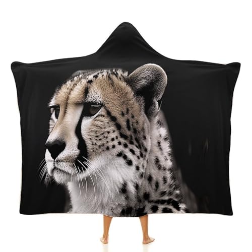 Cape à capuche guépard en flanelle de luxe poncho d'intérieur chic et chaud