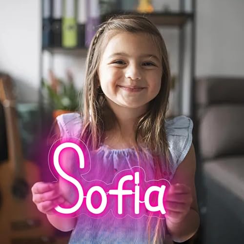 Image of Sofia Name Neon Sign for Wall Decor,LED Sofia Name Neon Light for Kids Bedroom,Birthday Party Decor,Neon Sign Sofia for Wall Decor,Sofia Birthday Decor for Girl,Size 9 * 5.9 inch(JTLD012-08)