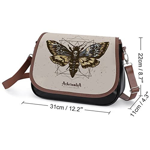FunnyStar Psychedelic Death's Head Hawk Moth Shoulder Messenger Bag PU Leather Crossbody Bags Purses Shoulder Satchel for Women2