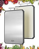 SNOWCLAD Stainless Steel Cutting Board,Double Sided Steel Cutting Boards for kitchen,Stainless Steel/Wheat straw pp Large Board for meat,non toxic Chopping,16 * 11 Inch,Dishwasher Safe