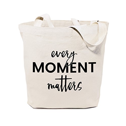 The Cotton & Canvas Co. Every Moment Matters, Beach, Shopping and Travel Resusable Shoulder Tote and Handbag