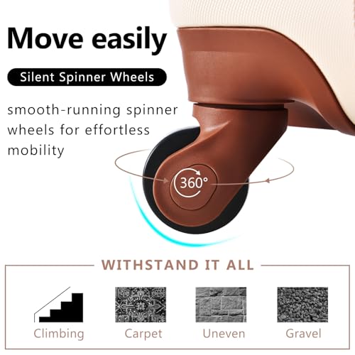 Four Piece Luggage Set, ABS Durable and Lightweight Hard Shell Travel Case, Equipped with TSA Lock and Travel Bag, with 360° Rotating Wheels (Ivory2 + ABS)3