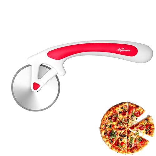 Image of SIGNAMIO Premium Pizza Cutter and Sandwich Slicer - Pink, Ergonomic Non-Slip Handle, Stainless Steel Pizza Wheel for Kitchen, Ideal Roti, Paratha, Chapati, Brownie & Slice Cutter