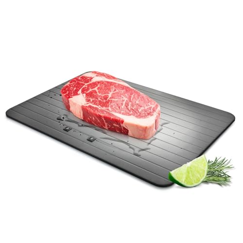 Flexzion Defrost Tray for Frozen Meat – Efficient Defrosting Plate, 10x Faster Non-Stick Aluminum Alloy Meat Thawing Board for Frozen Food & Meat, Black