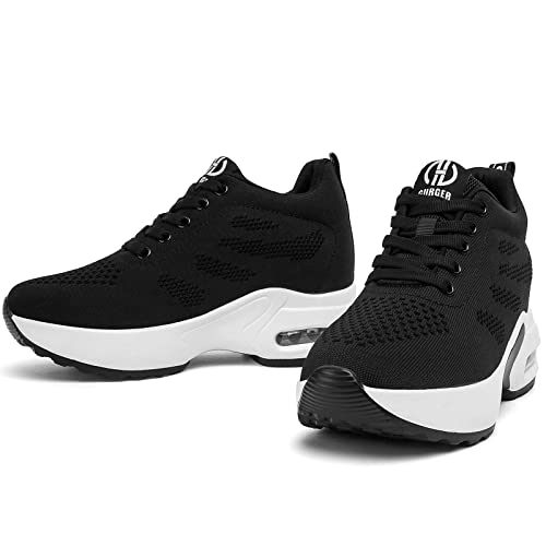Jebuktxe Hidden Sneakers Wedges Womens Platform Ladies Walking Shoes Black 39 #TOP5