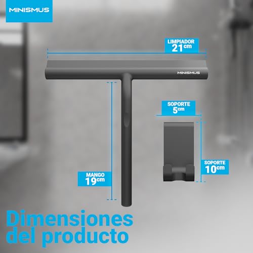 MINISMUS Rasqueta Limpiacristales Ducha - Silicona Limpia Cristales con Gancho - Limpiamamparas de Baño Espejos Limpia Vidrios Limpiar Ventanas, Mampara, Parabrisas - 21 cm, Negro - imagen 6