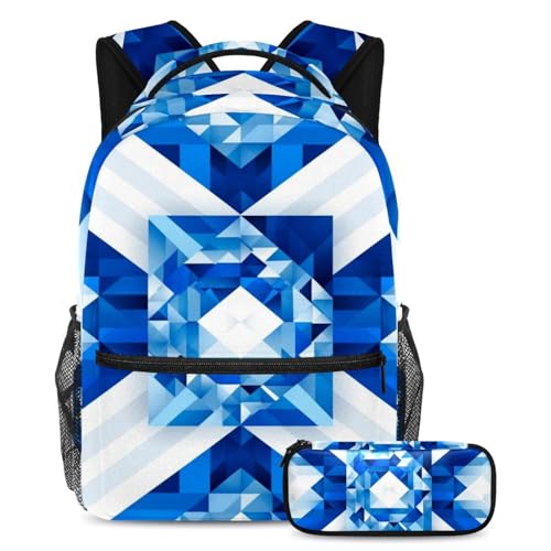 Sac à dos polyvalent grand format avec pochette imprimé drapeau bleu pack scolaire 2 pièces