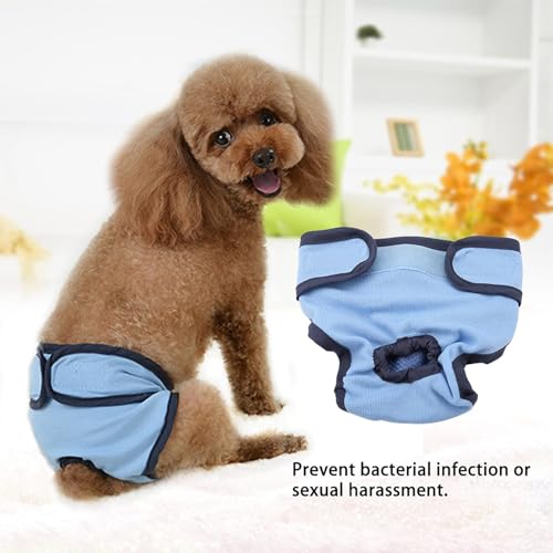 Image of TOPINCN Dog Physiological Pants, Female Pet Sanitary Diaper, Polyester, Washable, Elastic Waistband, for Small Medium Large Dogs, Blue, Size M