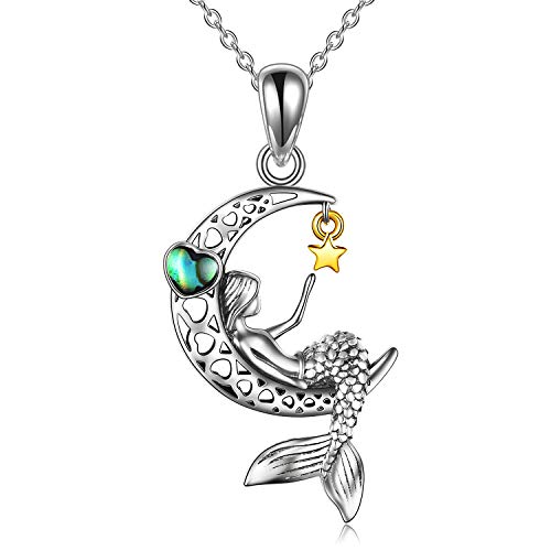 VENACOLY Collier en argent sterling avec pendentif sirène, chouette, lapin, grenouille, girafe, cadeau de Saint-Valentin pour femme, sœur, fille, Argent sterling