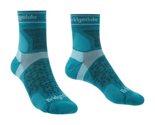 Bridgedale TRAIL RUN Ultralight T2 Merino Sport 3/4 Crew-Women's- Large-Teal