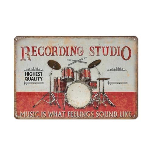 Plaque en étain de studio de musique décoration vintage pour batteur