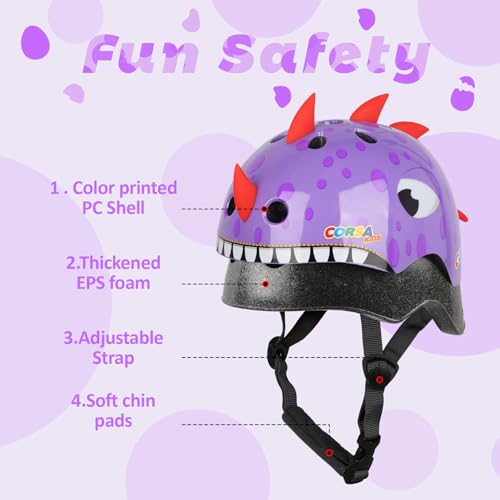 Image of Toddler Kids Bike Helmet, Adjustable and Multi-Sport, 3 Sizes for Ages 1-2-3-5-8-14 Years Child Infant Boys Girls