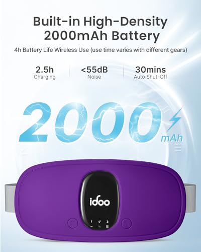 Image of iDOO Heating Pad for Cramps, FSA Eligible Items Only List, Portable Cordless Heating Pad, Electric Waist Belt Device for Cramps Pain, Gifts for Girlfriend Mom Wife Women (Deep Purple)